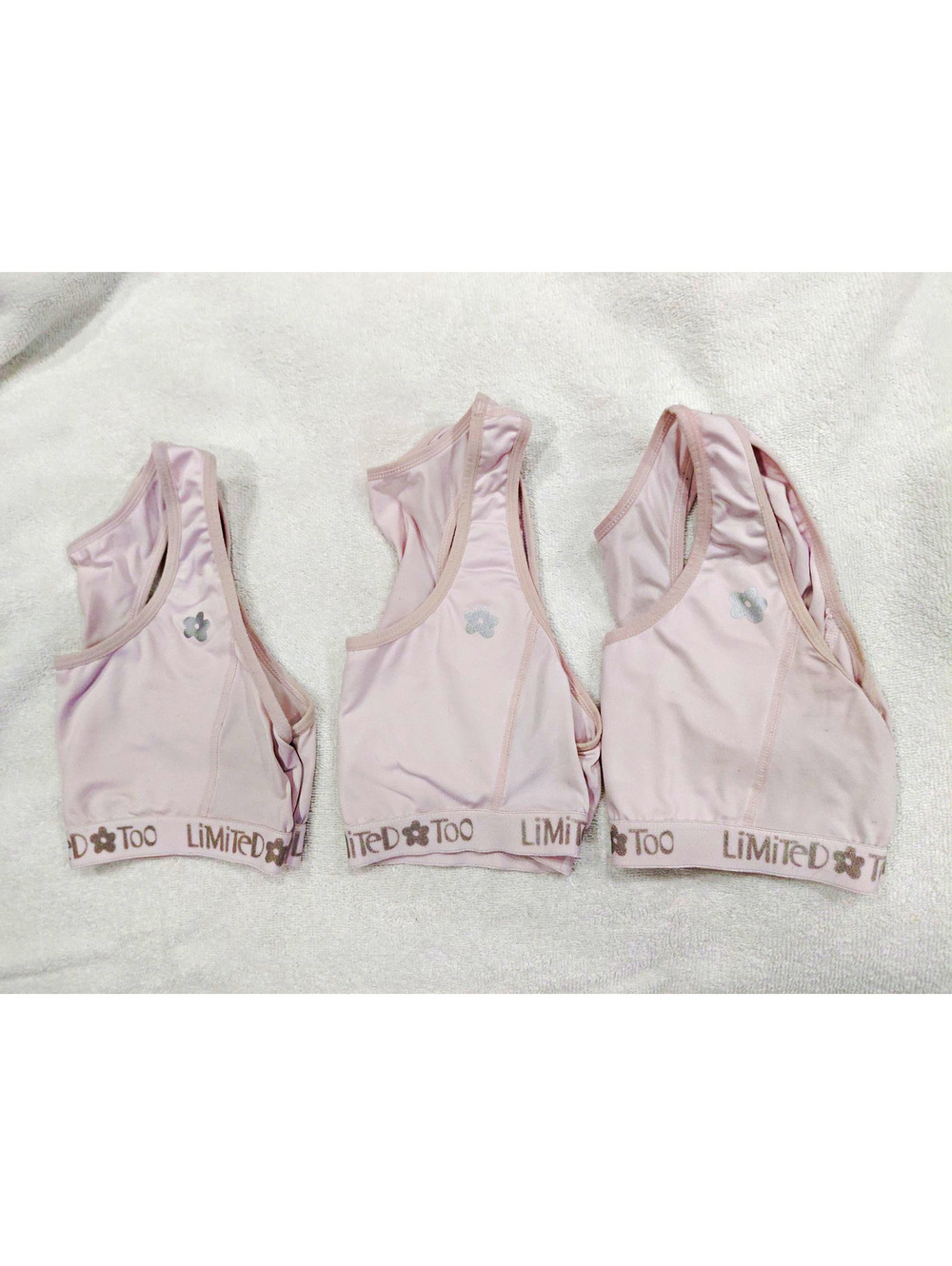 Limited Too girls pink sports undershirt L flower stretch